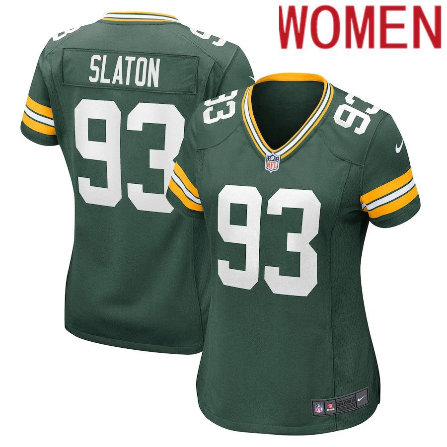 Women Green Bay Packers #93 T.J. Slaton Nike Green Nike Game NFL Jersey->women nfl jersey->Women Jersey